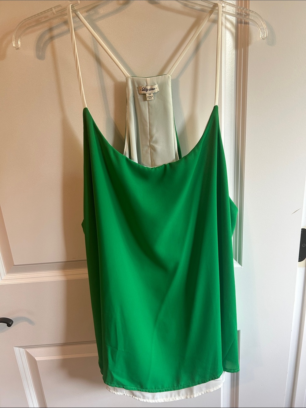 Lily Star chiffon tank with spaghetti straps.  0099